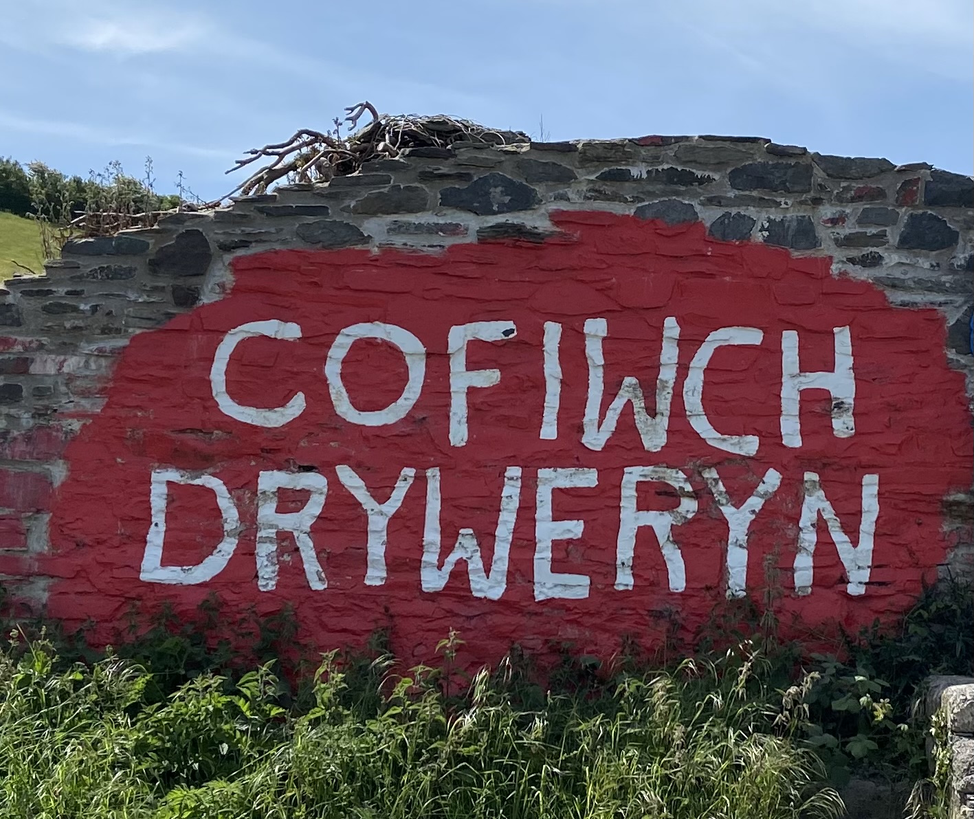 Cofiwch Dryweyn on a wall